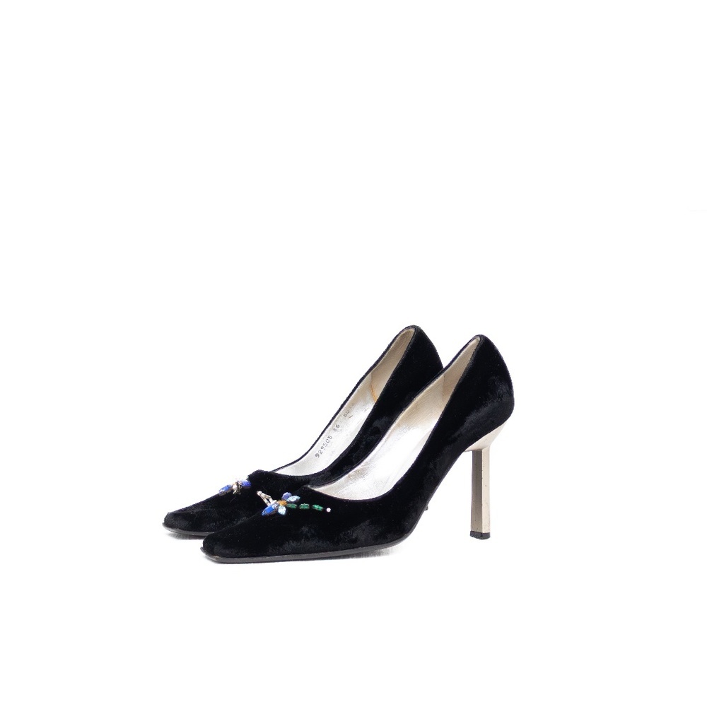 Giuseppe Zanotti Black Velvet Dragonfly Crystal Embellished Heels – Size EU 36